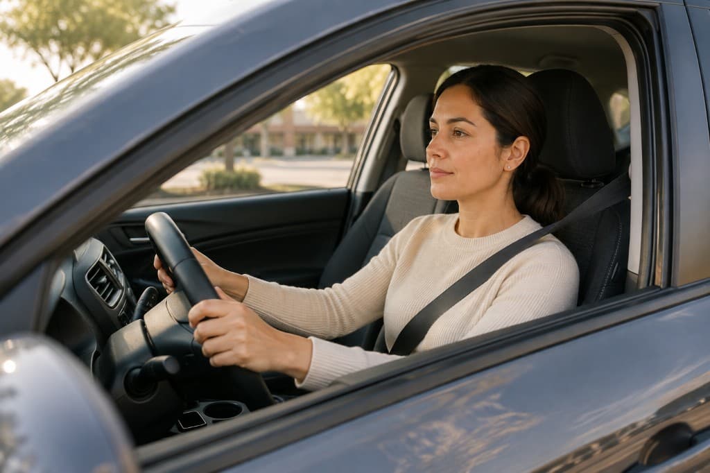 A patient driving home after a TMS session